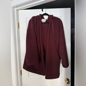 American Eagle Outfitters Maroon Sherpa cardigan
